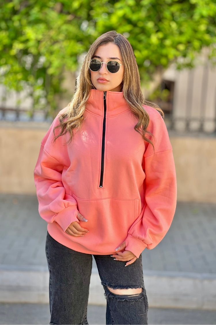 Oversized half-zip sweatshirt