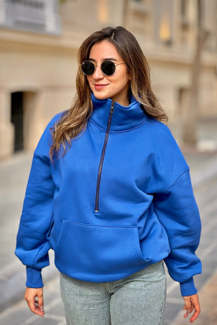 Oversized half-zip sweatshirt