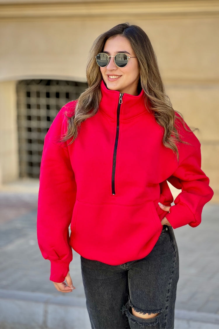 Oversized half-zip sweatshirt